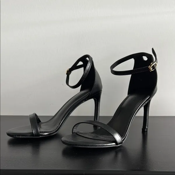 Source Unknown Elegant Black Ankle Strap Heels Sz‎ 37/6.5 - Image 2