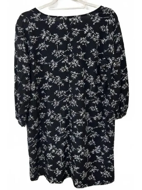 Old Navy Black Floral‎ Print Dress Cottagecore Dark Garden Artsy Women's Large - Image 2