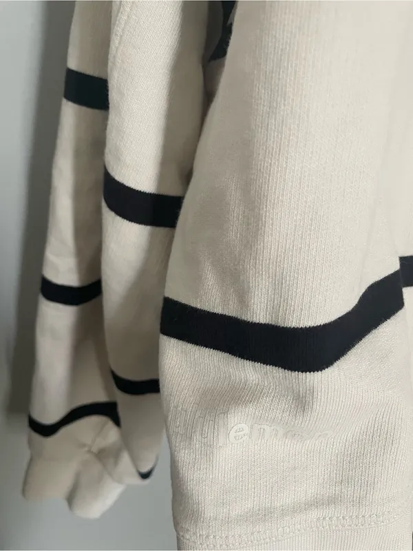 Lululemon Perfectly Oversized Cropped Crew Stripe Sweater Small Cream Black - Image 4