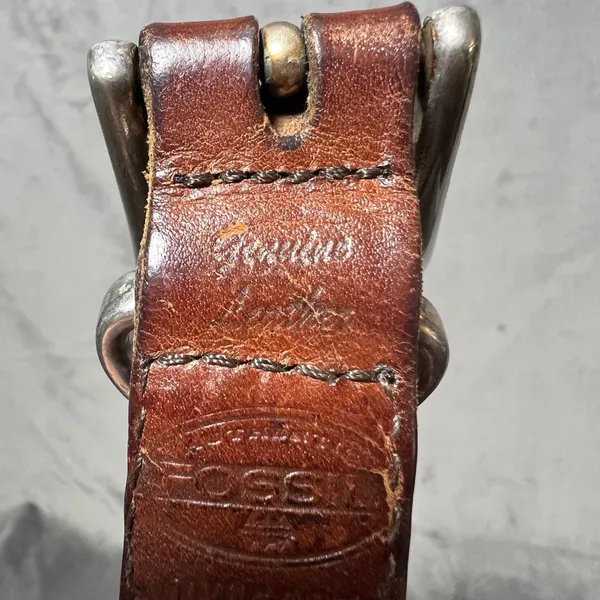 Vintage Fossil Brown Braided Leather Concho Western Belt Womens Small 90s - Image 6