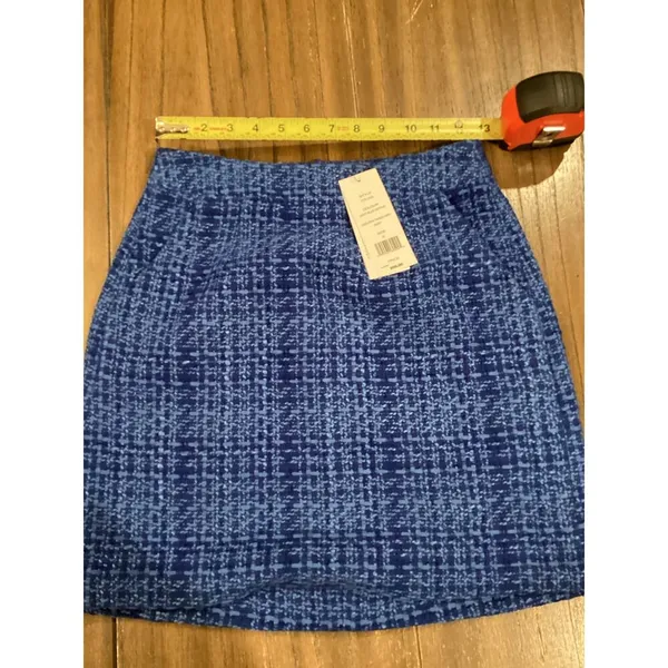 French Connection Azzurra Tweed Plaid Mini Skirt Blue NWT MSRP $98 size 2 - Image 9