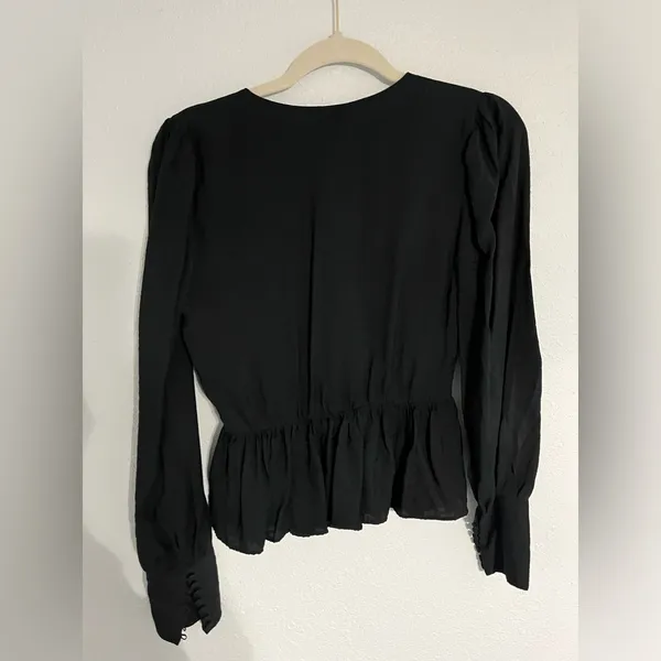 H&M Women’s Black Peplum Blouse Size 2 - Image 6