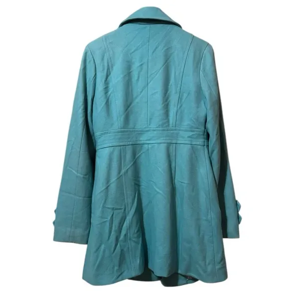Retro Mod‎ Quiet Luxury Classic Anthropologie Tulle Wool Peacoat Tiffany Blue S - Image 2