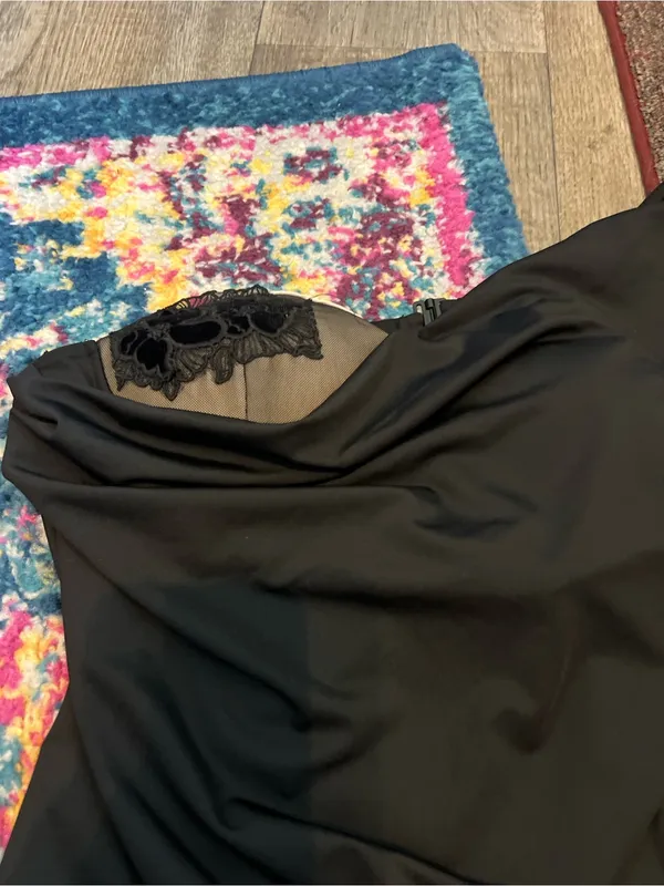 NWT Charlie suede London Black Draped Lace-Trim Top - Image 7
