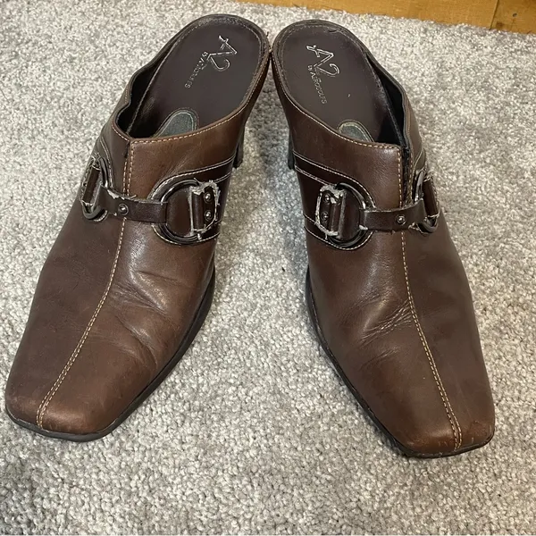 Aerosoles Snapezoid Women's Brown Casual Low block Heel Square‎ Toe Mule size 9M - Image 3