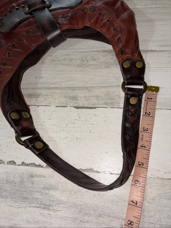 Lucky Brand Distressed Brown Leather Shoulder Hobo Vintage - Image 12