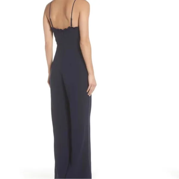 Anthropologie Adelyn Rae High Neck Navy Blue Jumpsuit - Image 3