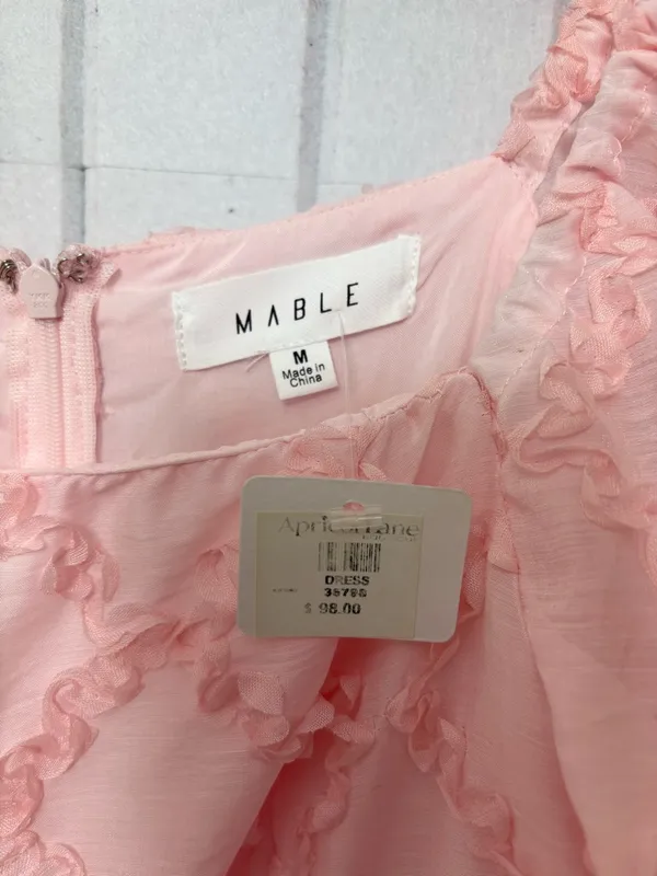 Mable Ribbon Textured Puff Sleeve Babydoll Mini Dress In Baby Pink‎ Size M - Image 6