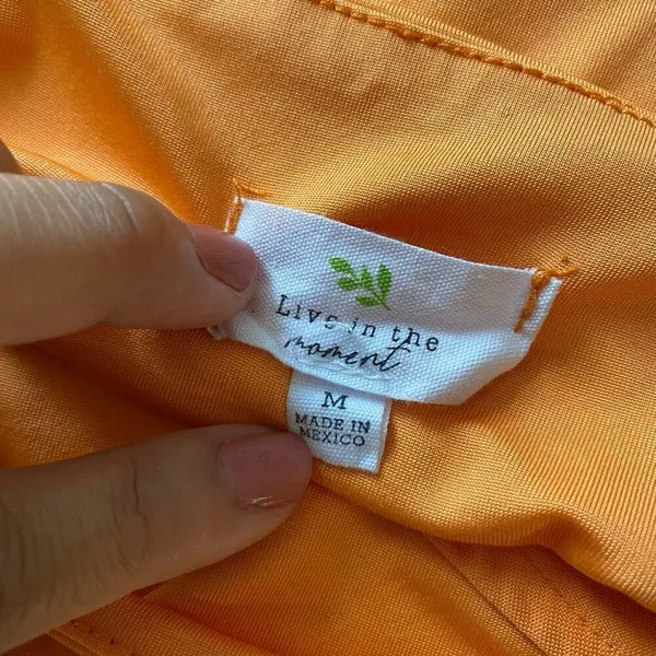Live In the Moment Orange Crop Tank Top Size M Corset Seam Y2K - Image 4
