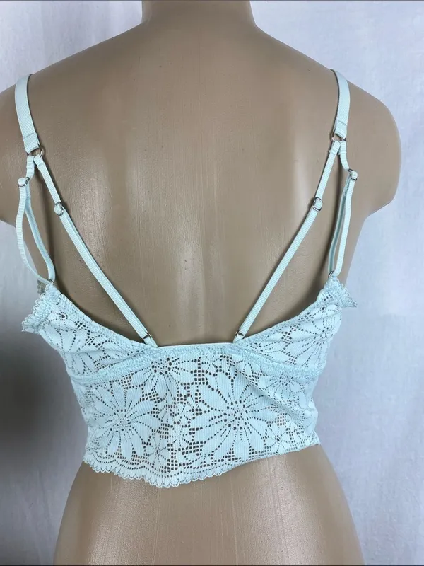 Aerie Sky Blue Lace Padded Bralette Bra Top L - Image 3