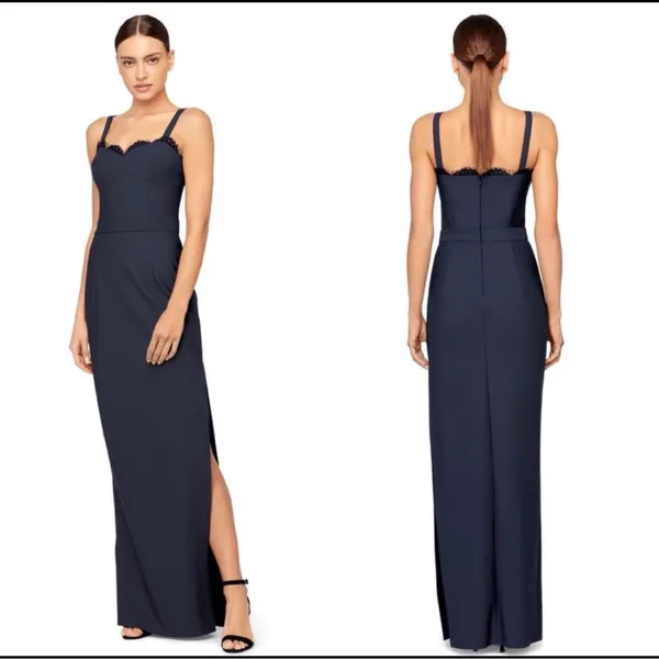 MILLY Karissa Gown In‎ Navy Lace Detail Size 14 NWT - Image 2