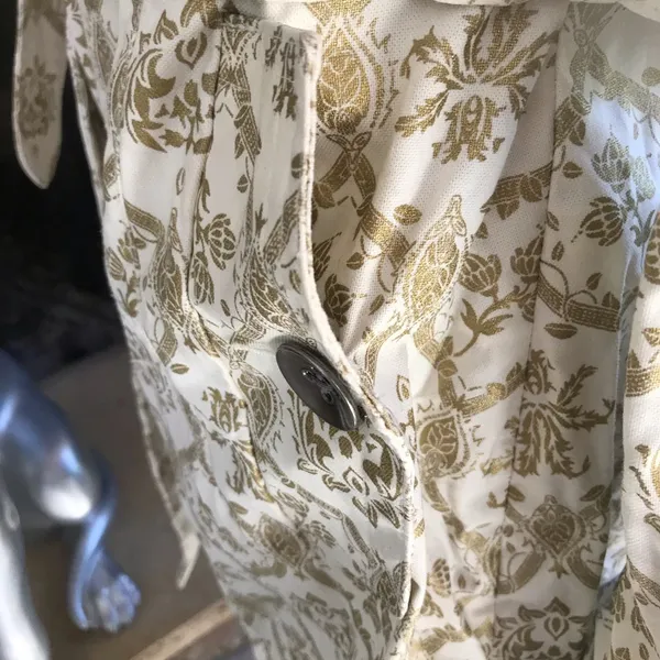 Mossimo Button Down Gold Cream Belted Cotton Trench Coat Women's Size Medium - Image 6