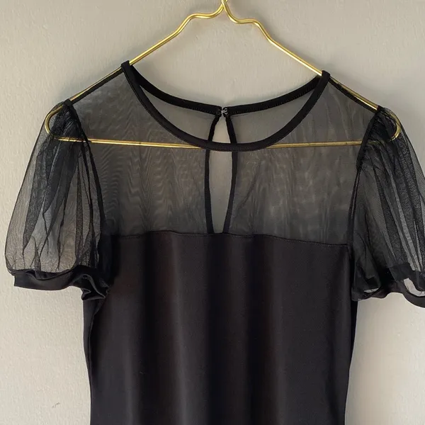 Express Black Top with Sheer Sleeves - Image 3