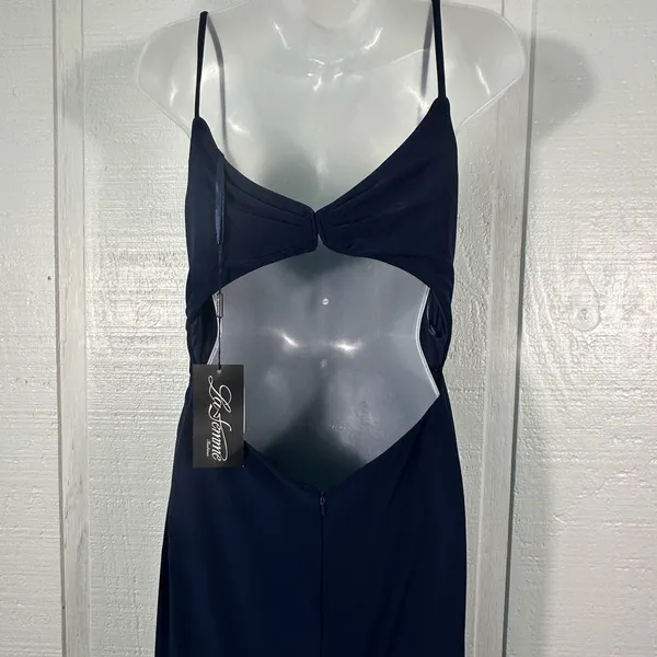 LA FEMME Navy Ruched Jersey Trumpet Gown Dress SIZE 6 NWT - Image 14