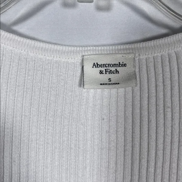 Abercrombie & Fitch Womens White Corset Knit Mini Dress Small Scoop Neck Ribbed - Image 2