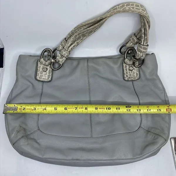 Coach Large Snake Embossed Gray Leather Shoulder - Image 5