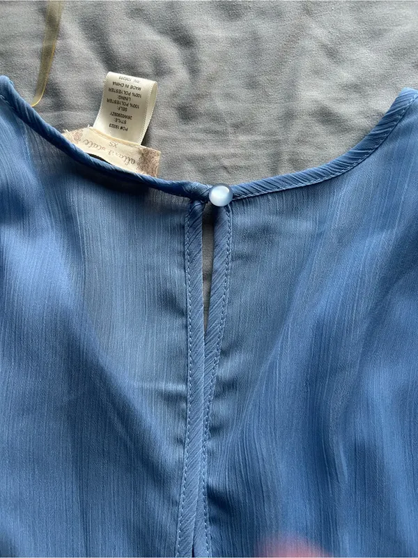 Altar'd State Light Blue Wrap-Front Chiffon Romper - Image 4