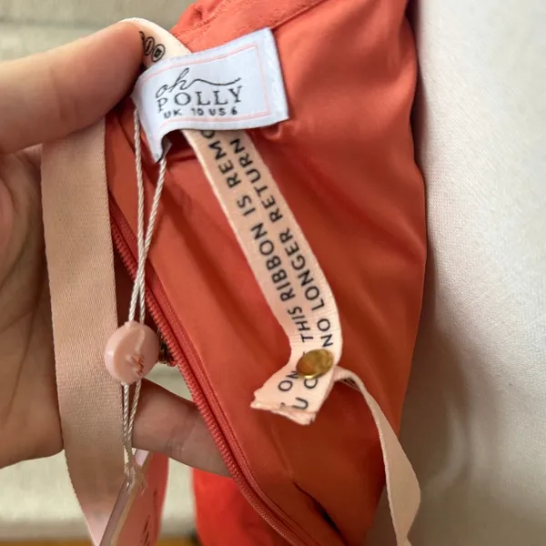 NWT Oh Polly Orange Coral Satin Strapless Bustier Bodycon Mini Dress Club Party - Image 4