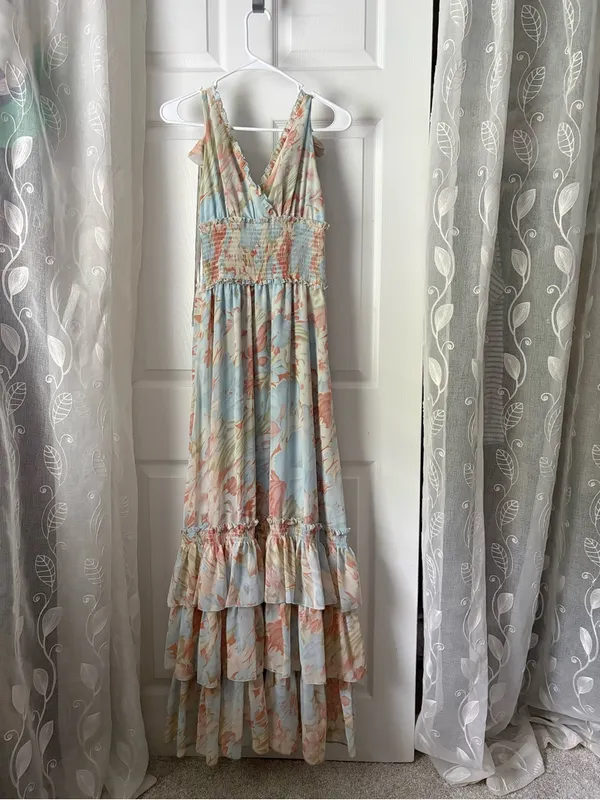 Petal & Pup boho Christabel Floral Sleeveless Tiered ruffle Maxi Dress size S - Image 2