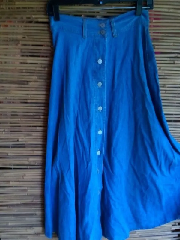 Vintage Blue 4/6 26.5 Jeans Denim Button Front Midi Skirt - Image 2