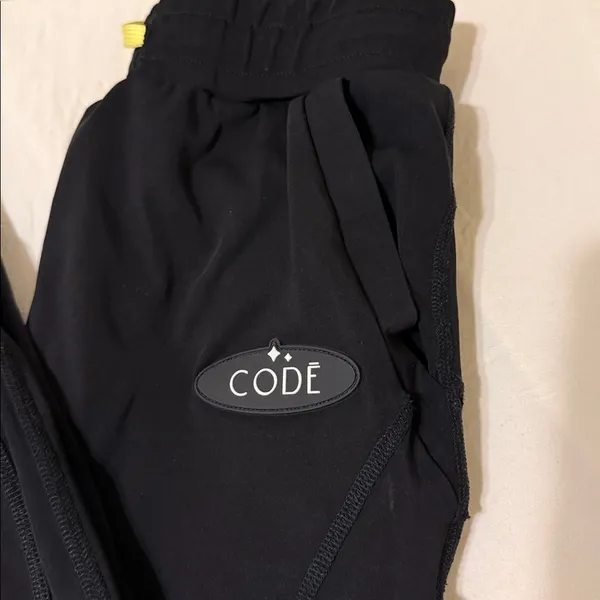 CODE Womens XS PIRATEX Power 3 Black Athletic Pants with Yellow Drawstring - Image 4