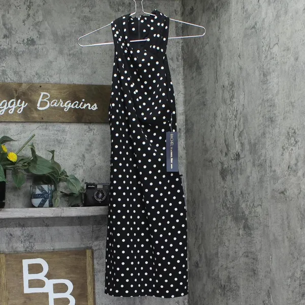 NWT RACHEL by Rachel Roy Polka Dot Harland Printed Halter Dress Black / White M - Image 5