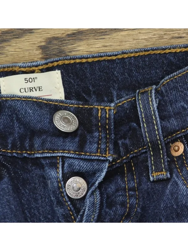 NEW Levi's 501 Curve Stretch Jeans Button Fly Dark Blue 25x30 - Image 6