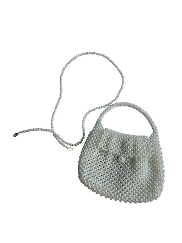 PEARL Beaded Mini Crossbody Bag w/ Detachable Chain - Image 8