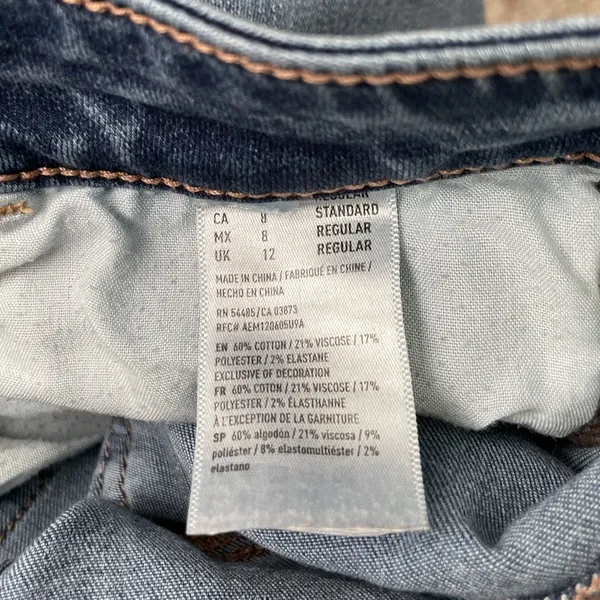 American Eagle Hi Rise Jegging Size 8 Blue Jeans Stretch Distressed Denim Skinny - Image 7