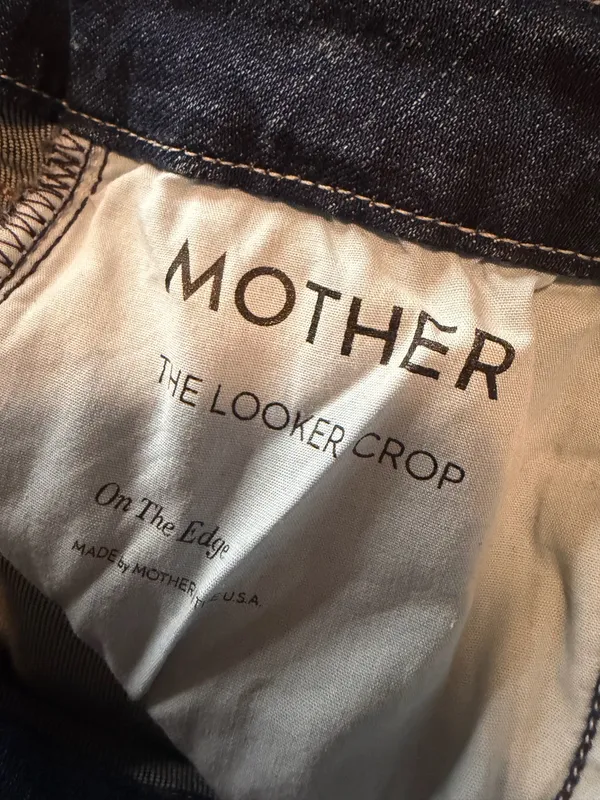 MOTHER The Looker Crop Denim Jeans On The Edge Blue Size 25 - Image 7