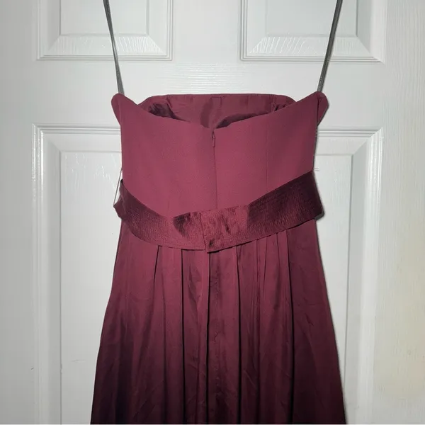 WHITE By Vera Wang • Long Strapless Bridesmaid Dress • Belt • Burgundy/Wine • 2 - Image 6