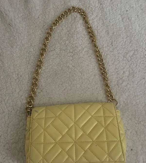 Boutique Yellow Quilted Chain Shoulder Bag - Image 2