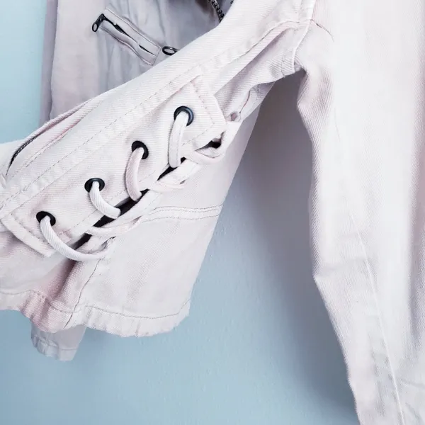Free People Oversized Rose Moto Denim Jacket - Image 8