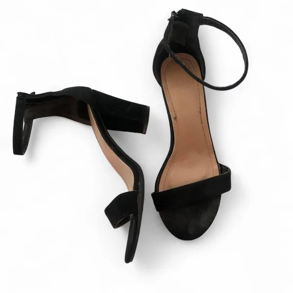 Black Elegant Event Party Cocktail Dinner Date Night Wedding Guest Suede Heels Pumps Sandals Open Peep Toe Ankle Strap Kitten - Image 2