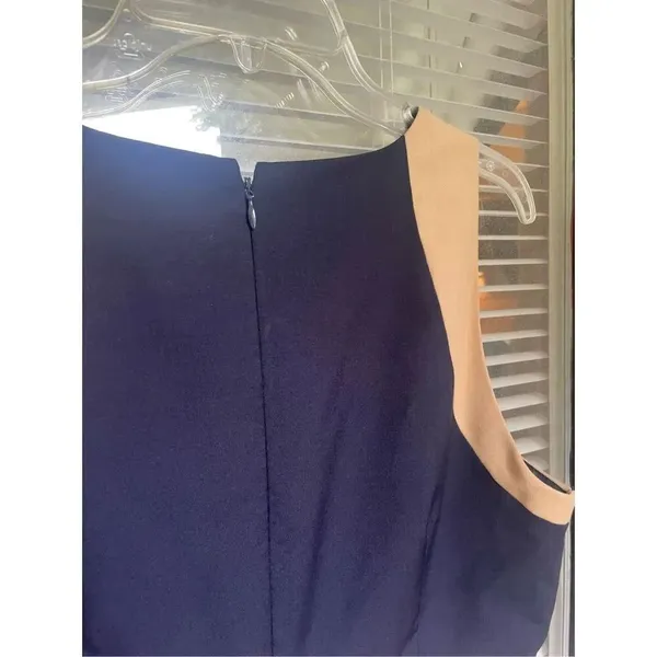 JCrew Suiting Color Block 100% Wool Sleeveless Sheath Dress Blue / Beige 12 - Image 15