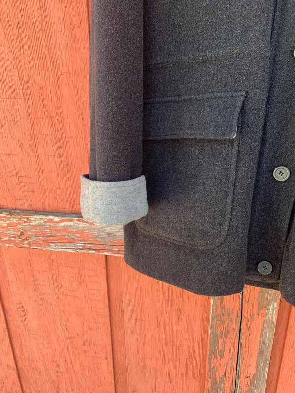 Herman Kay Women's Classic Black and Gray Pea Coat ~ Size L - Image 3