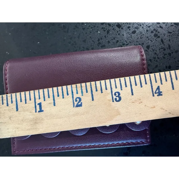 Ted Baker London Burgundy Leather Scalloped Pearl Card Holder Wallet - Image 6