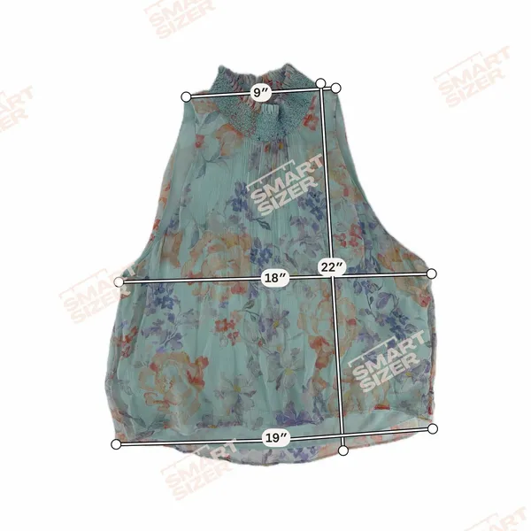 Alice + Olivia Annmarie Floral Smocked High Neck Tank Top Blue Multi Size S - Image 9