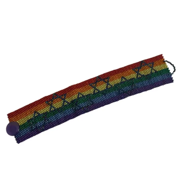 Rainbow Pride Star of David Bracelet HANDMADE Peyote Stitch Glass Seed Beads - Image 2