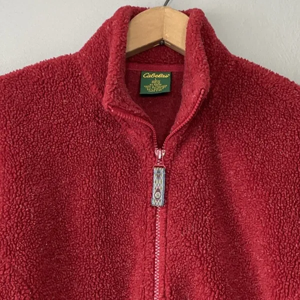 Cabelas Berber Fleece Womens Size Large Red Zip Jacket Gorpcore Country Sherpa - Image 2