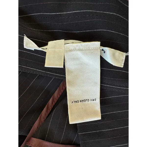 Vintage ‘90s Max Studio Black Pinstripe Pleated Knee Length Skirt w/ Belt Loops - Image 9