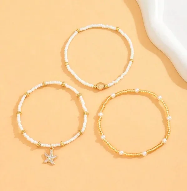 Handmade 3 pcs anklet beads for summer- vacation jewelry - Image 2