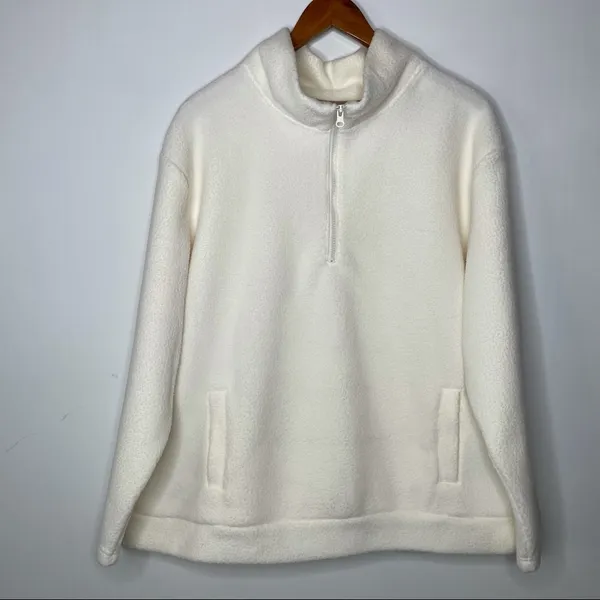 Koolaburra by Ugg‎ Sueded Jersey Back Sherpa 1/4 Zip Pullover Ivory Xlarge - Image 2