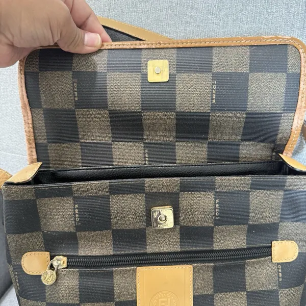 Vintage FENDI Bag Checkered Original Design Crossbody Luxury - Image 3
