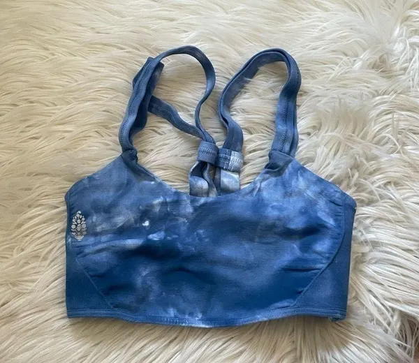 FREE PEOPLE On The Radar Blue Tie Dye Medium Impact Sports Bra - Image 3