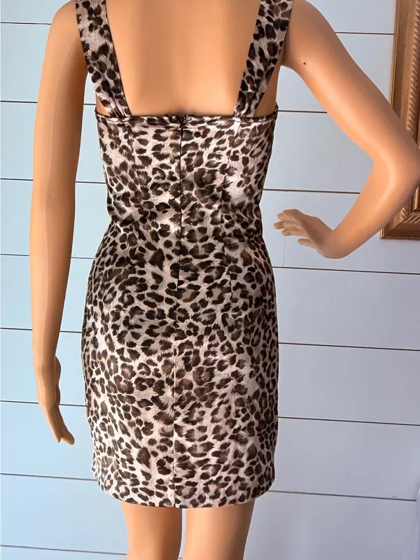 Sparks Leopard Print Mini Dress with Wide Straps Sz 3 - Image 4