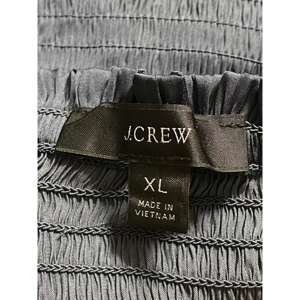 J. Crew Squareneck‎ Smocked Featherweight Satin Cropped Top Size XL - Image 4