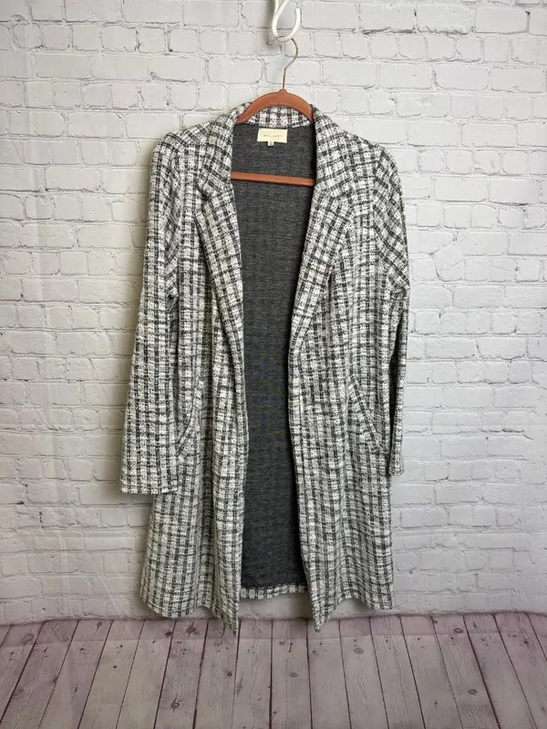 MELLODAY long line trench coat cotton blend light academia funky medium textured - Image 2