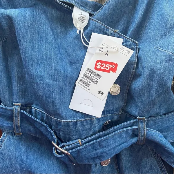 H&M Denim Snap Asymmetrical Crossover Dress w/Belt - Image 5