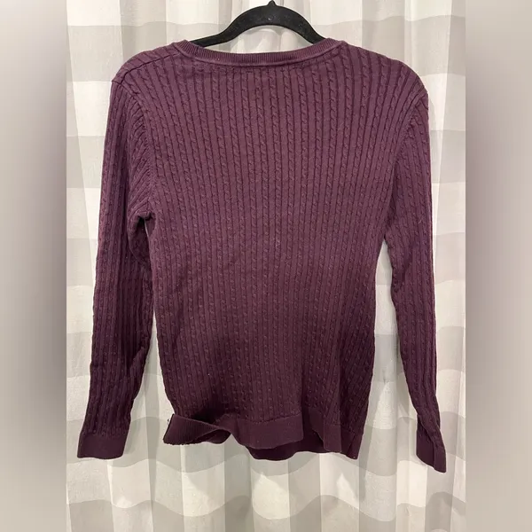 Tommy Hilfiger Women's Deep Maroon Cable Knit Sweater - Image 4